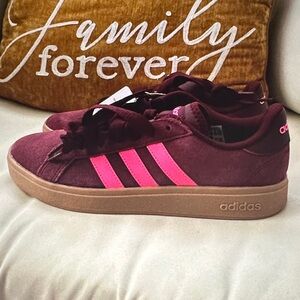 Adidas Maroon and Neon Pink Sneakers